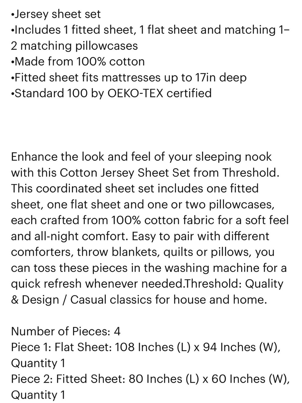 New Threshold Jersey Neutral Pinstripe Sheet Set queen - Picture 2 of 5